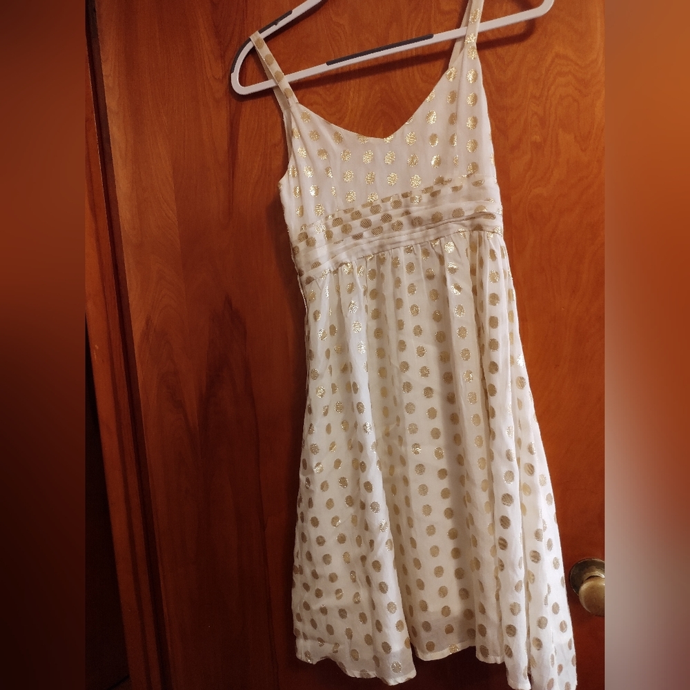 H & M sundress. Ivory with gold dots. Cocktail length. Women's 4. - Picture 7 of 10